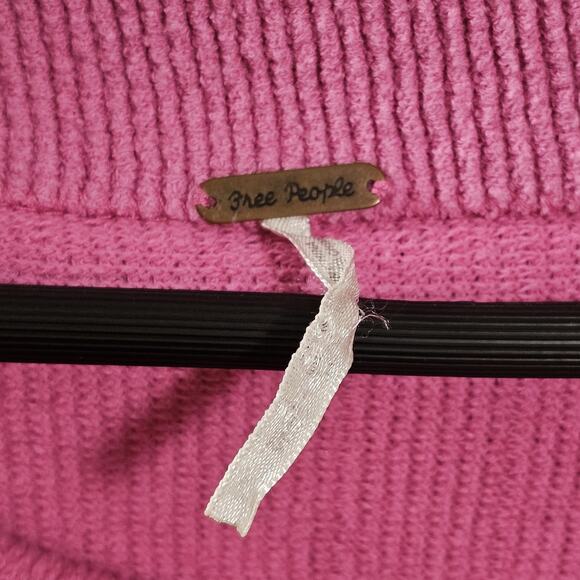 Free People Funnel Neck Drop Shoulder Ribbed Knit Oversized Mock Sz L Chunky - Picture 3 of 5